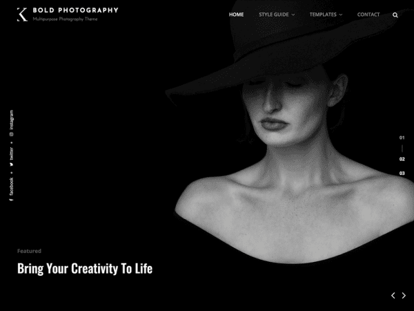 Free Bold Photography Wordpress Theme