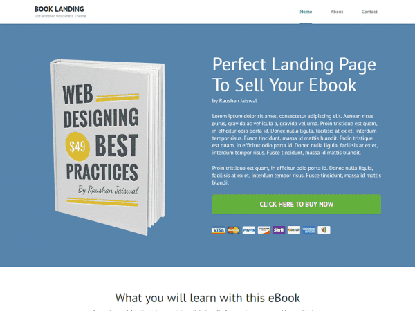 Free Book Landing Page Wordpress Theme