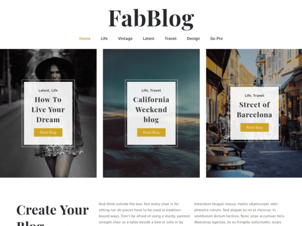 Free Fabblog Wordpress Theme