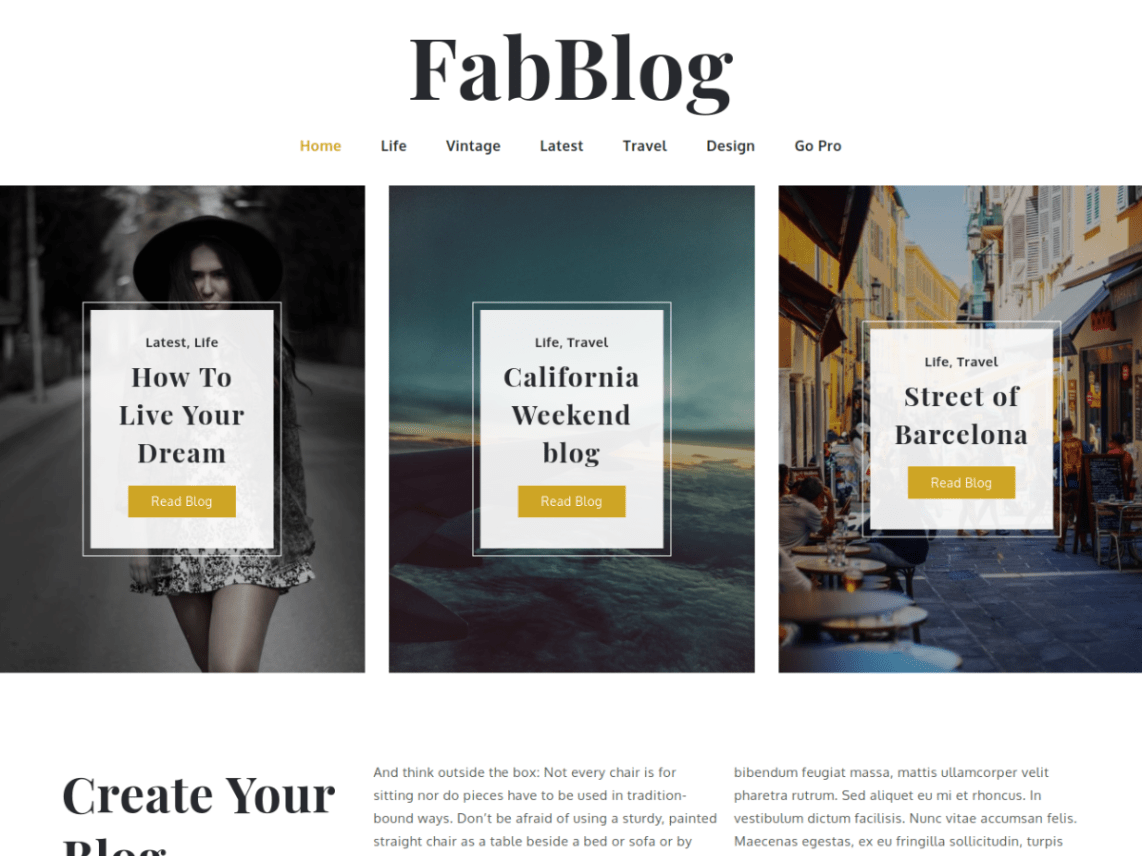 Free FabBlog WordPress theme