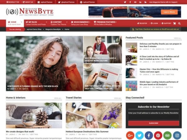 Free Magazine News Byte Wordpress Theme