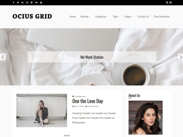 Free Ocius Grid Wordpress Theme