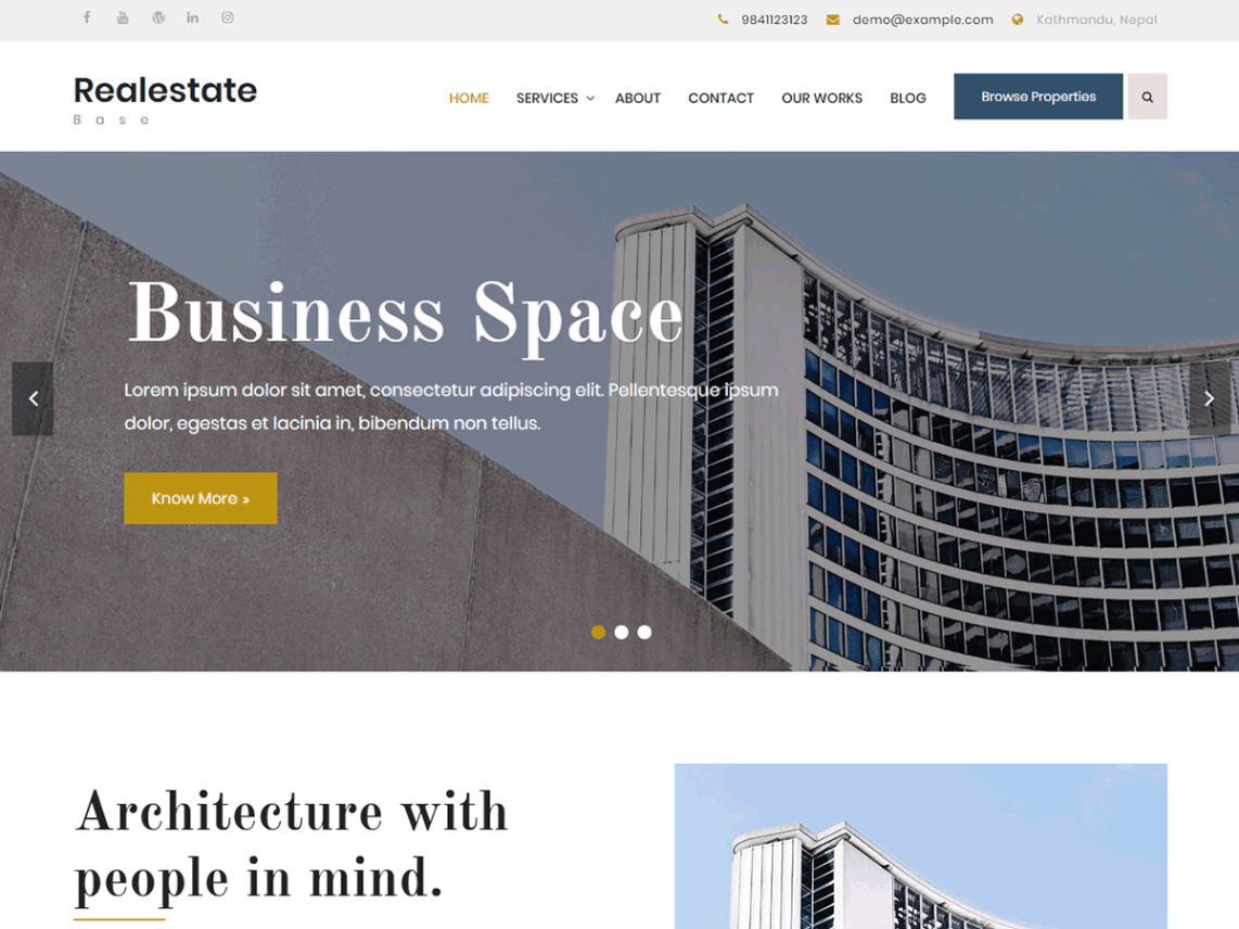 Free Realestate Base WordPress theme