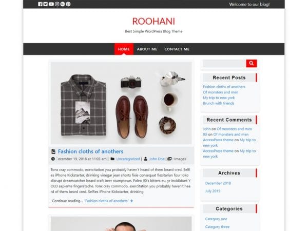 Free Roohani Wordpress Theme