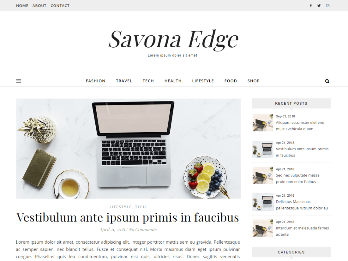 Free Savona Edge WordPress theme