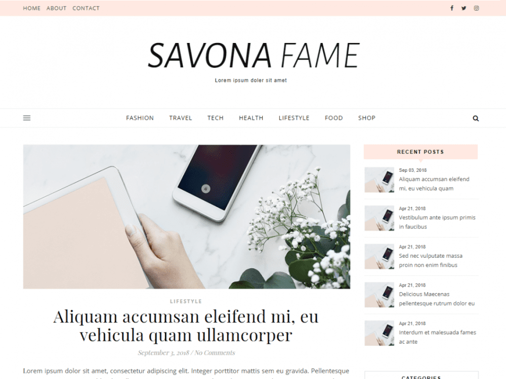 Free Savona Fame Wordpress Theme