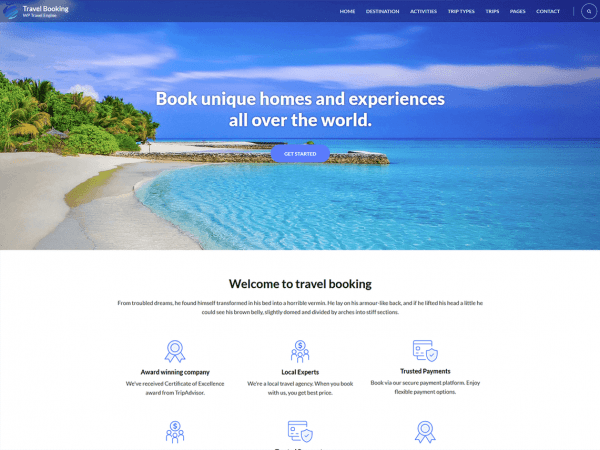 Free Travel Booking Wordpress Theme