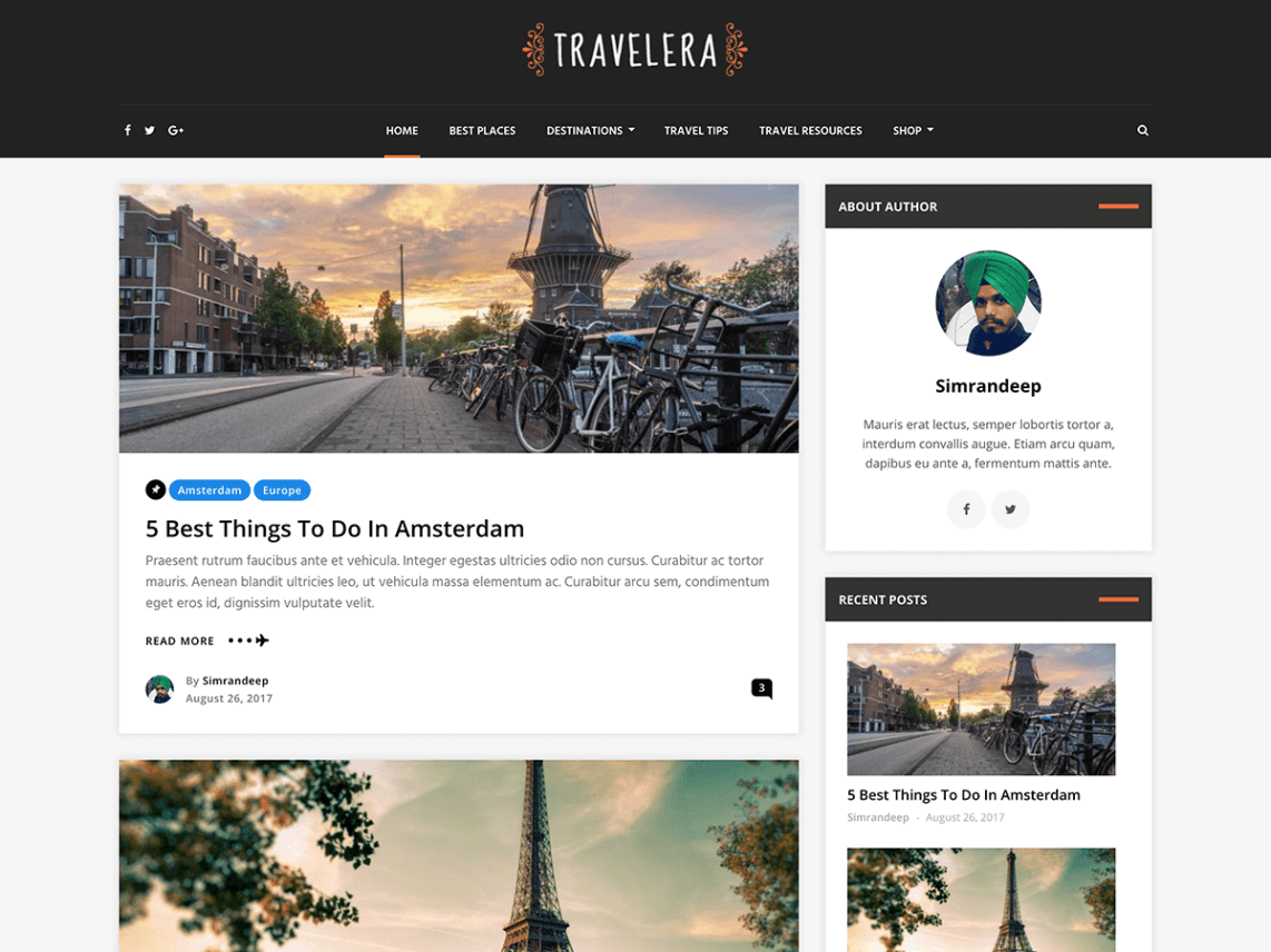 Free Travelera Lite WordPress theme
