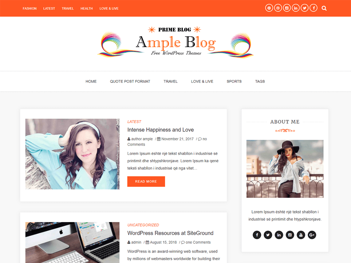 Free Ample Blog WordPress theme