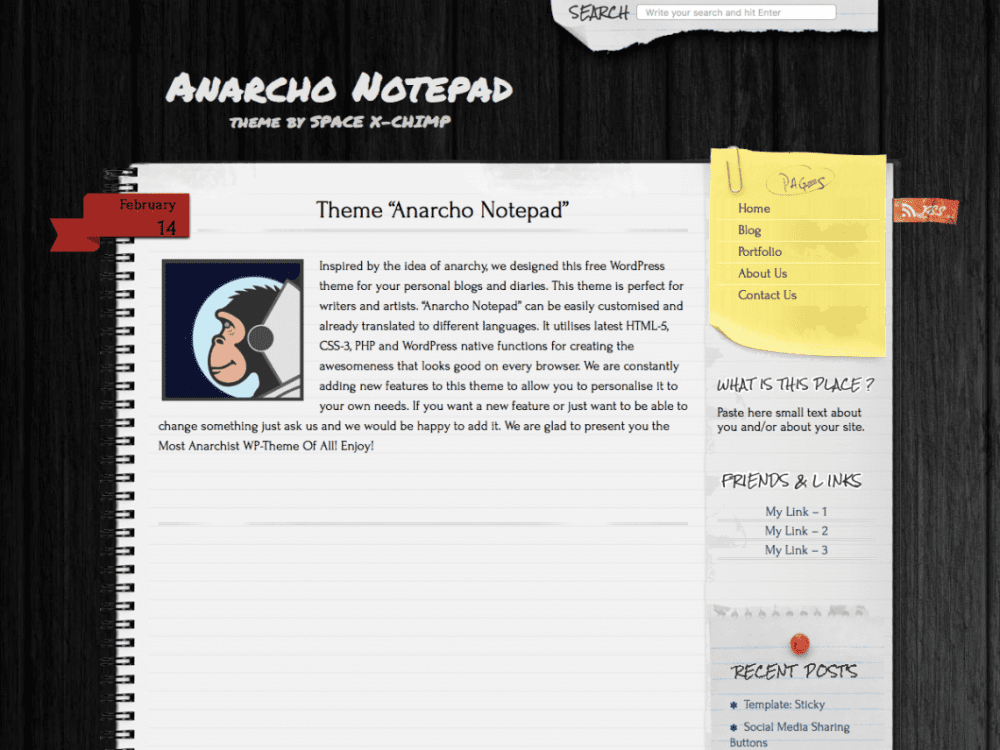Free Anarcho Notepad Wordpress Theme