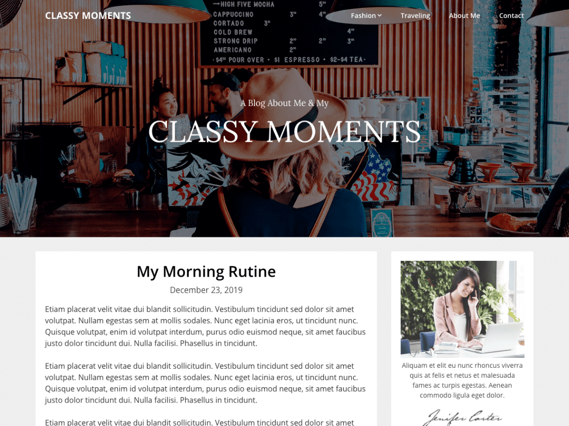 Free Classy Moments WordPress theme