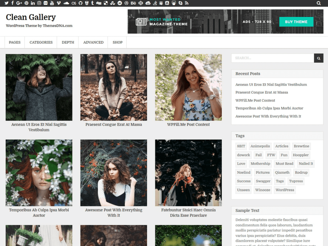Download Free Clean Gallery Wordpress Theme Justfreewpthemes