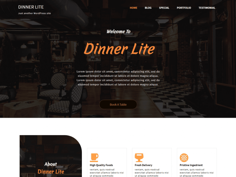 Free Dinner Lite Wordpress Theme