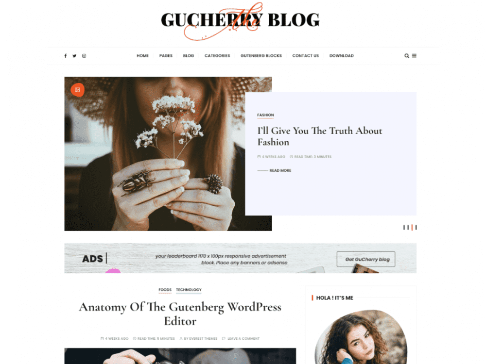 Free Gucherry Blog Wordpress Theme