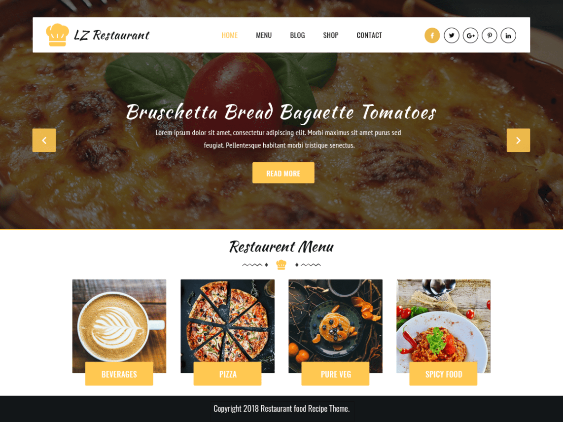 Free LZ Food Recipee WordPress theme