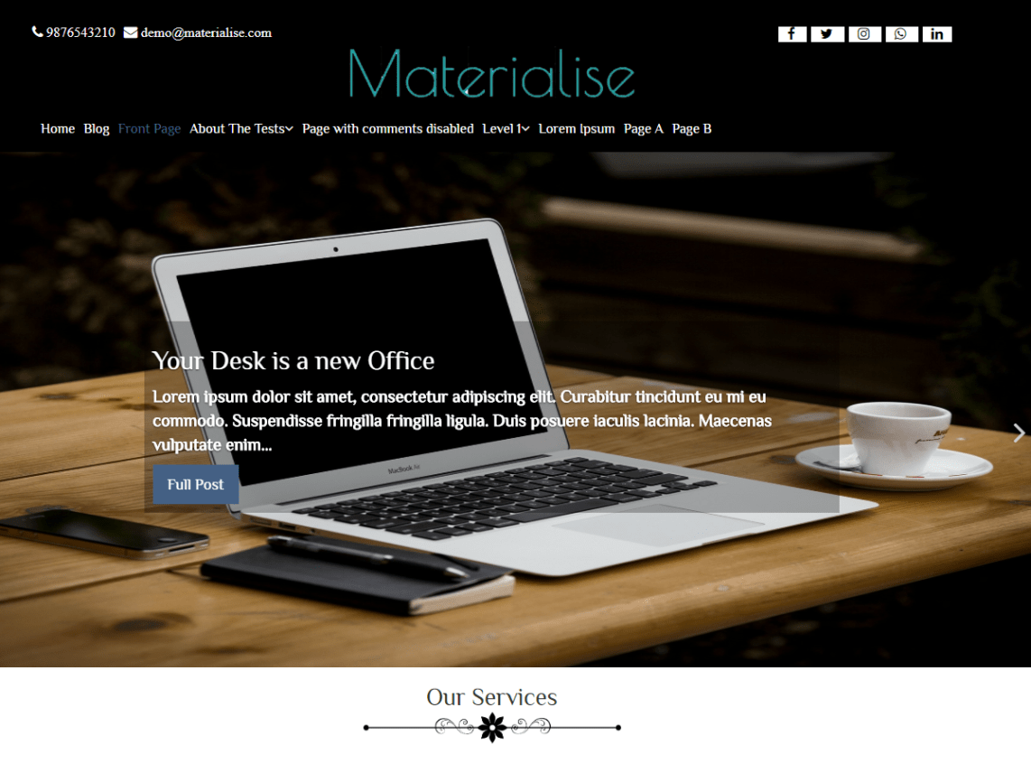 Free Materialise WordPress theme