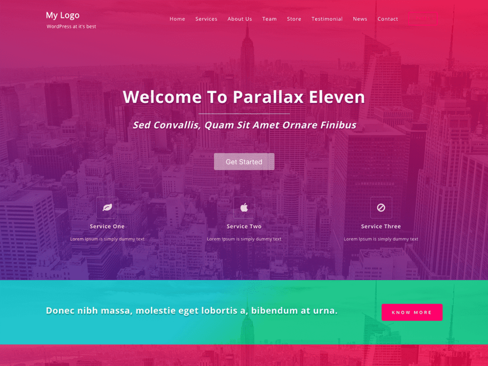 Free Parallax Eleven Wordpress Theme