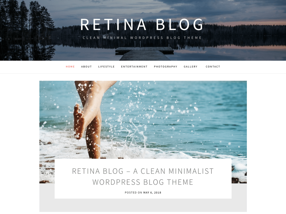 Free Retina Blog WordPress theme