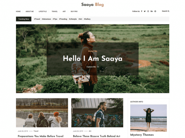 Free Saaya Blog Wordpress Theme