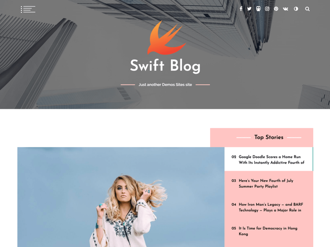 Free Swift Blog WordPress theme