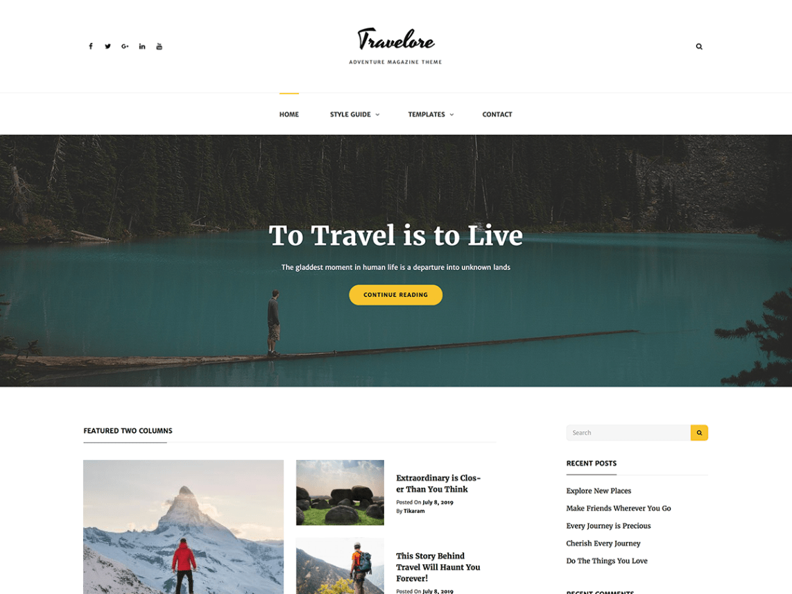 Free Travelore WordPress theme