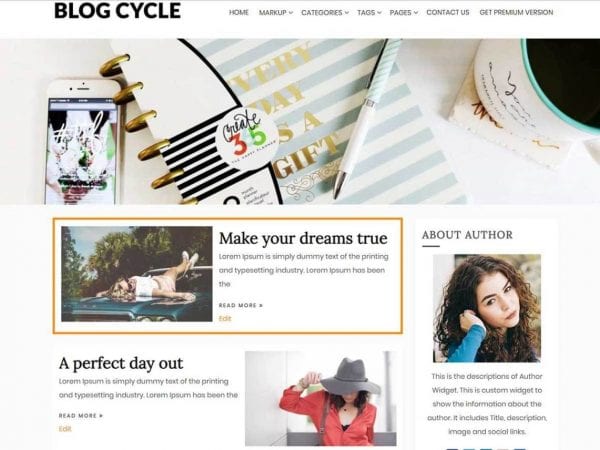 Free Blog Cycle Wordpress Theme