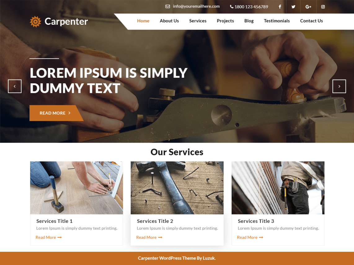 Free Expert Carpenter WordPress theme