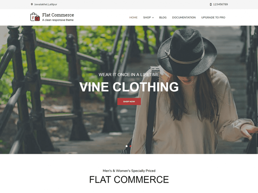 Free Flat Commerce Wordpress Theme