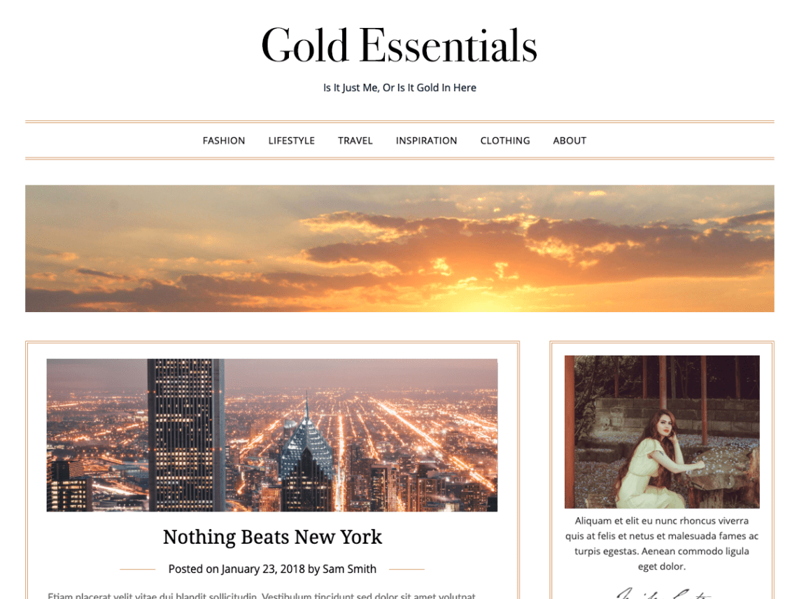 Free Gold Essentials WordPress theme