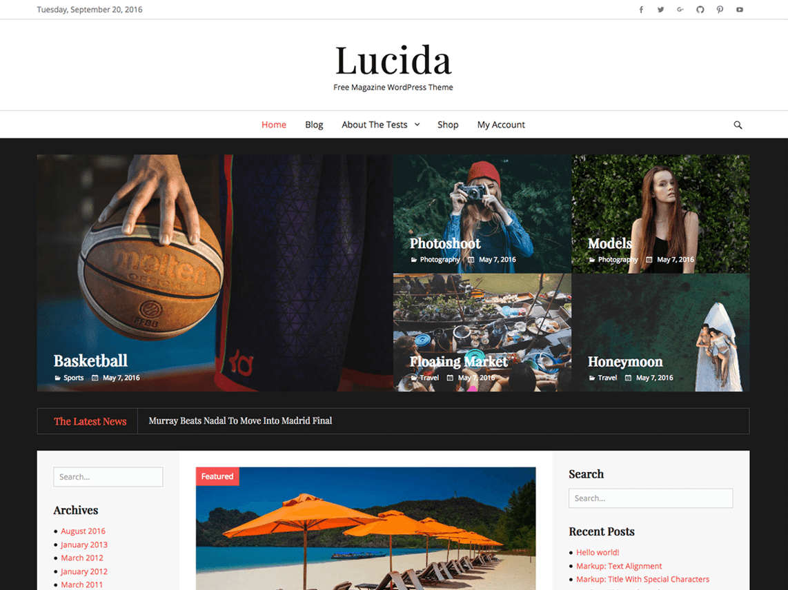 Free Lucida WordPress theme