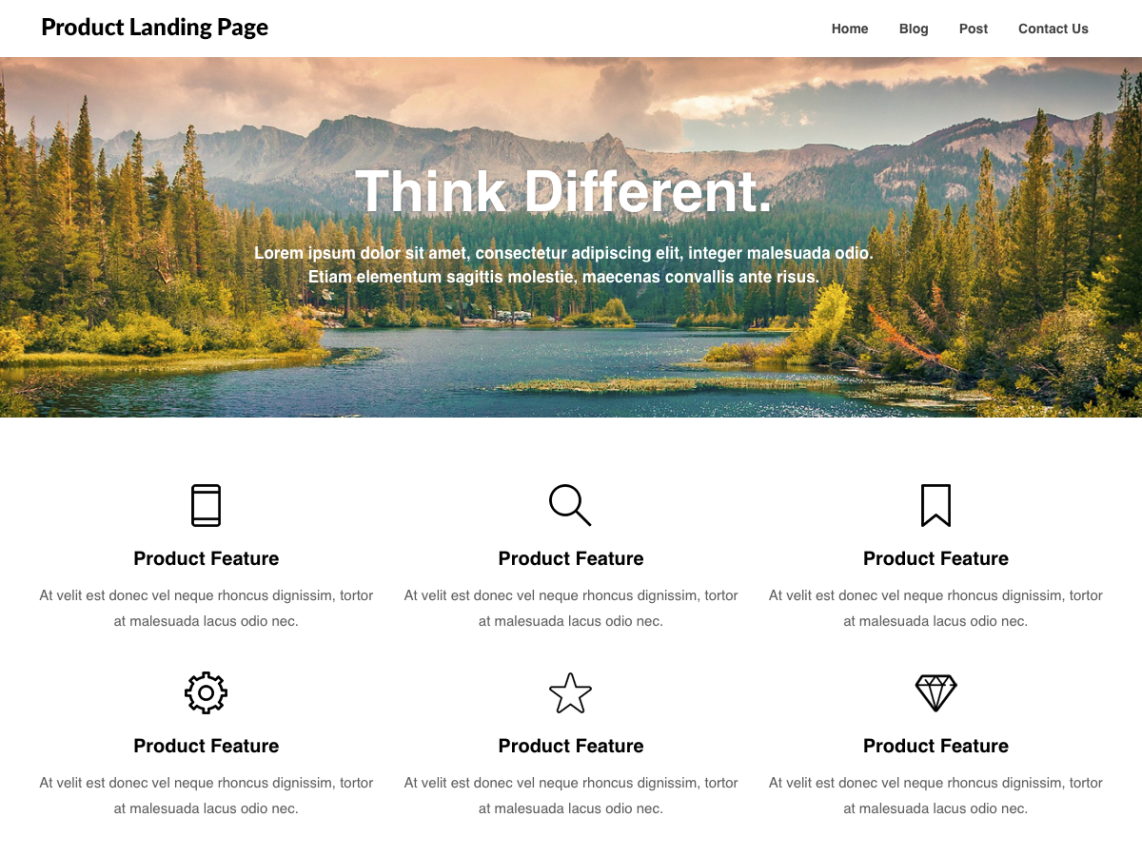 Free Product Landing Page WordPress theme