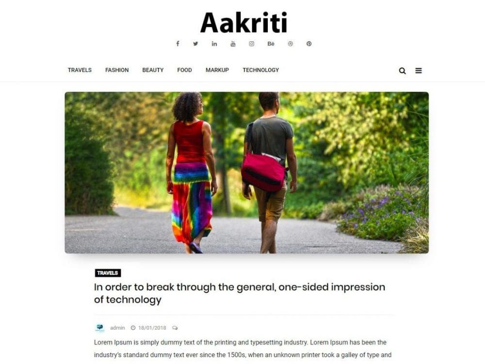 Free Aakriti Personal Blog Wordpress Theme