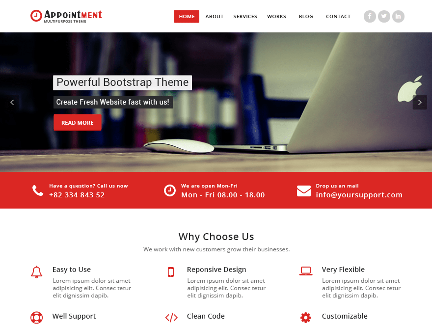 Free Appointment Red Wordpress Theme
