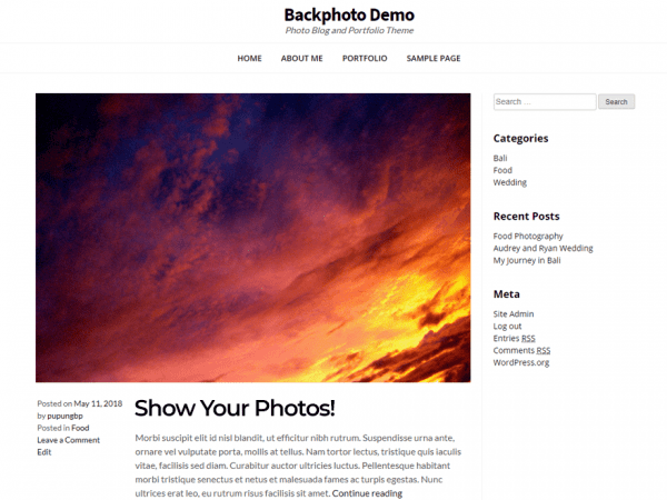 Free Backphoto Wordpress Theme