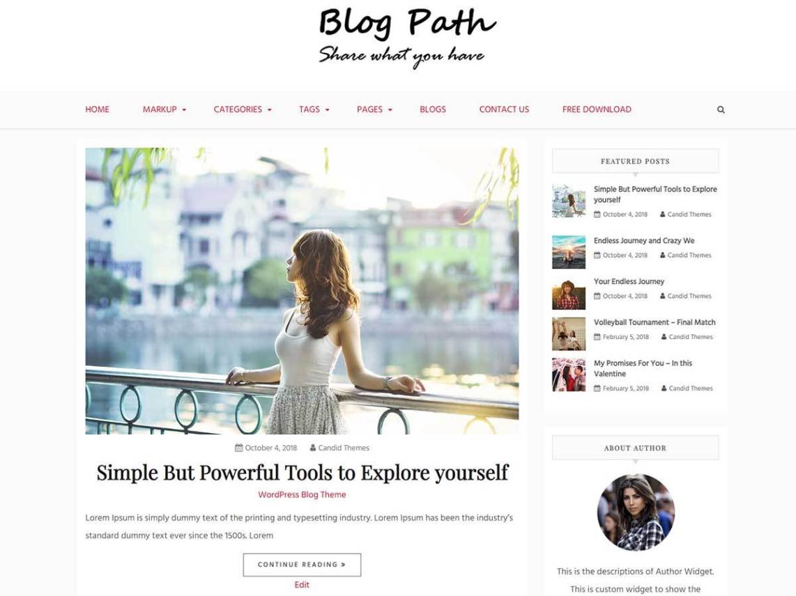 Free Blog Path WordPress theme
