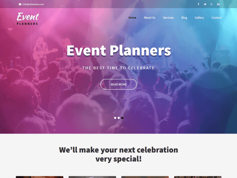 Free Event Planners Wordpress Theme
