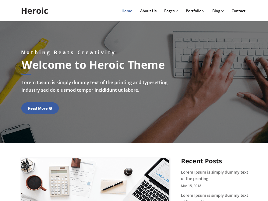 Free Heroic Wordpress Theme
