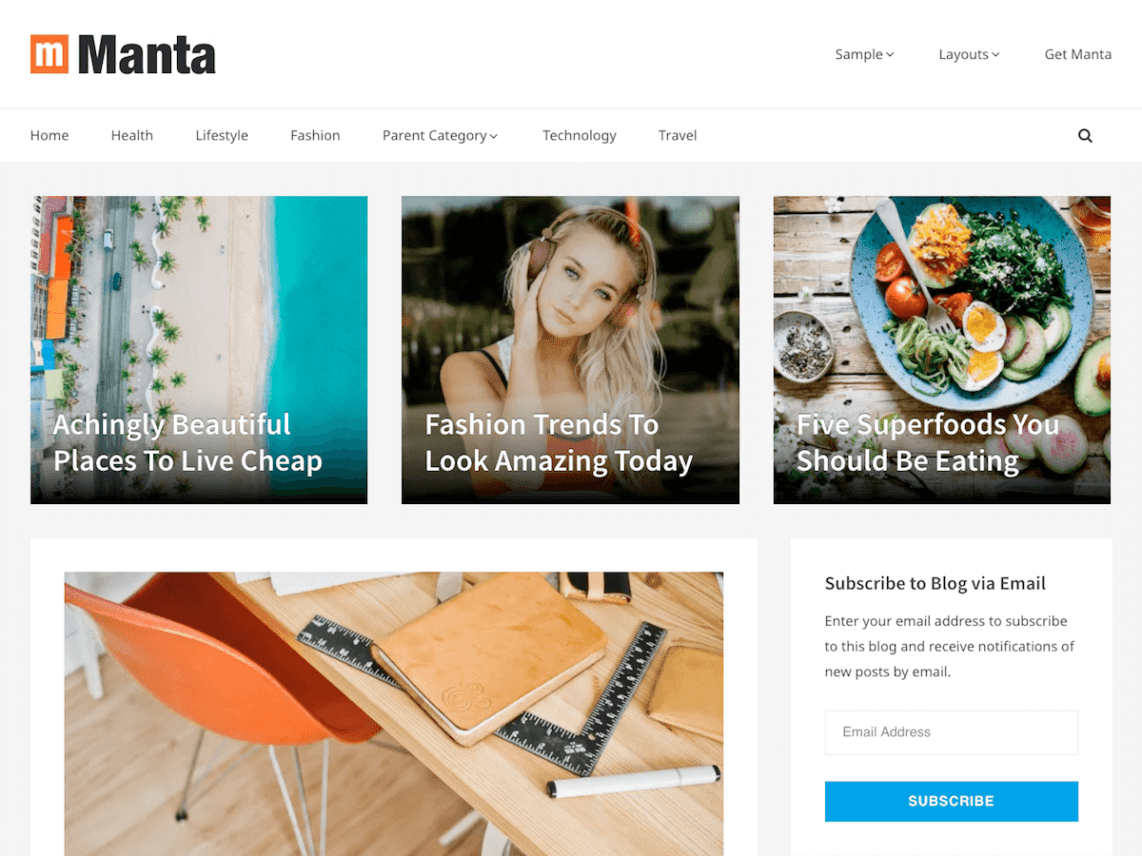 Free Manta WordPress theme