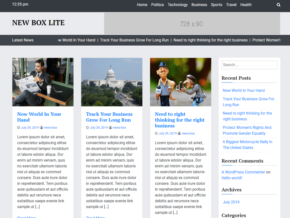 Free News Box Lite WordPress theme