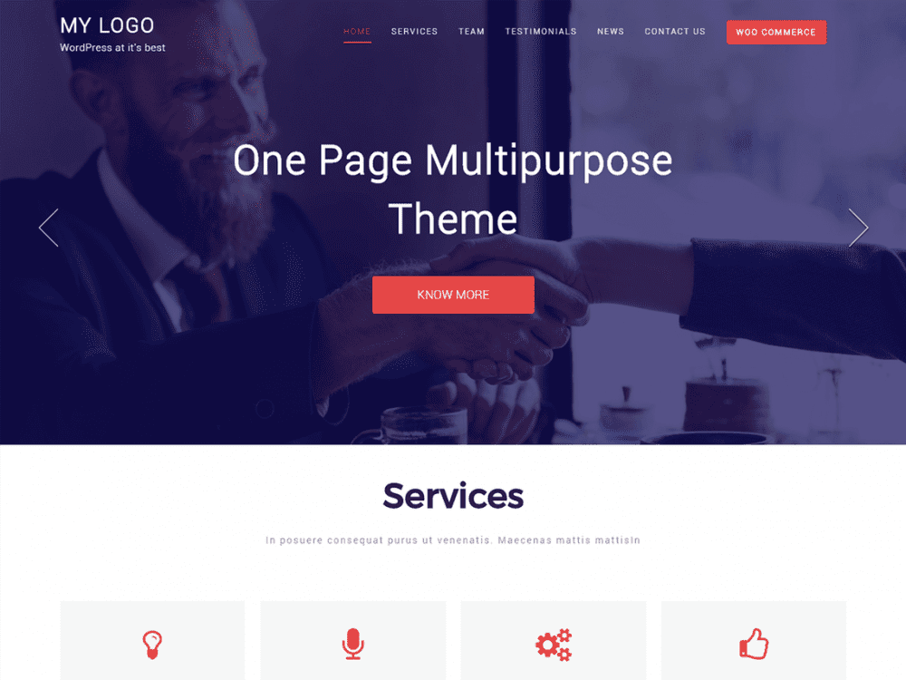 Free One Page Multipurpose Wordpress Theme