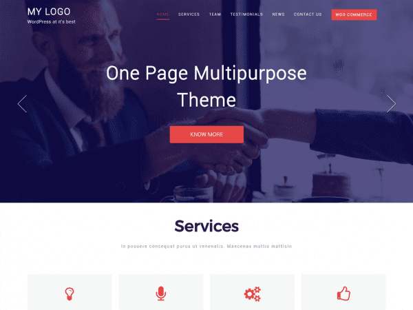 Free One Page Multipurpose Wordpress Theme