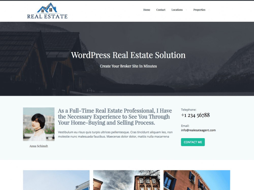 Free Real Estate Agent Wordpress Theme