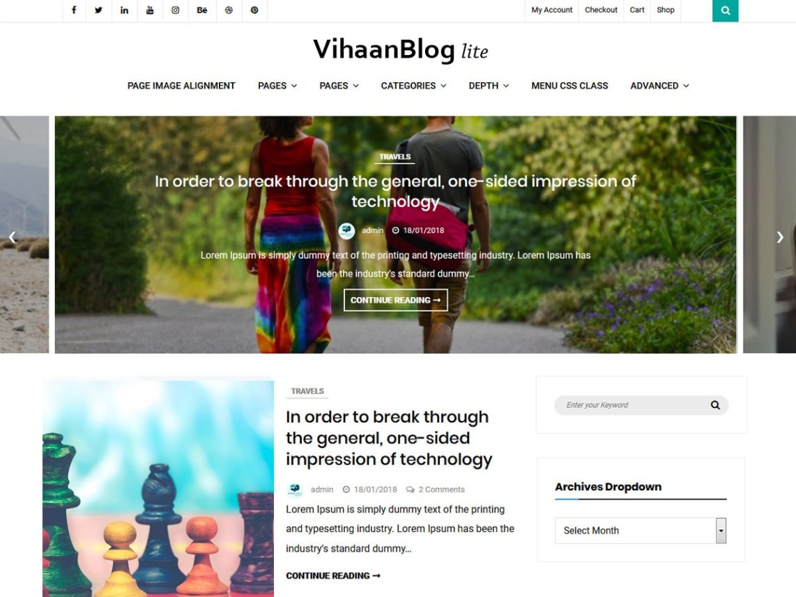 Free Vihaan Blog Lite WordPress theme