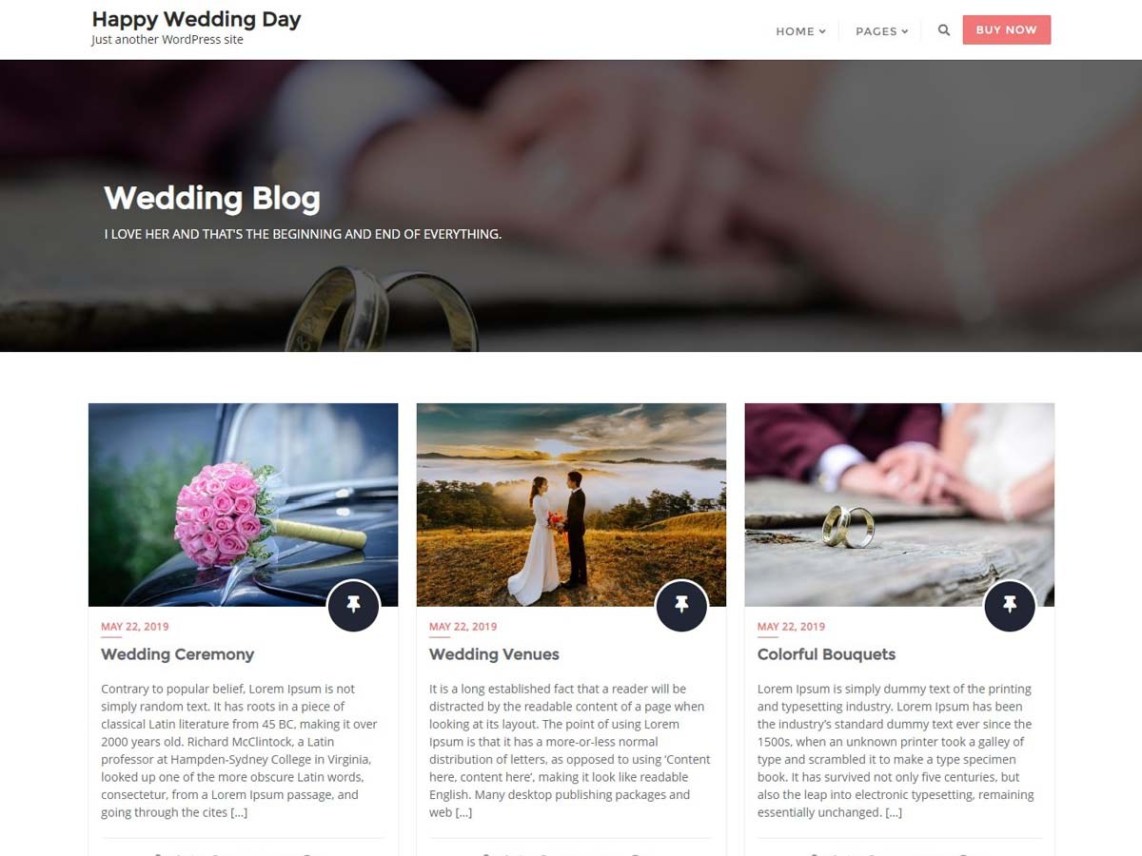 Free Happy Wedding Day WordPress theme