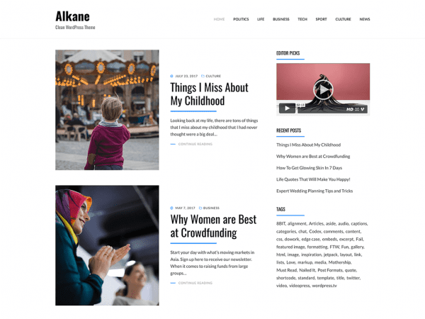 Free Alkane Wordpress Theme