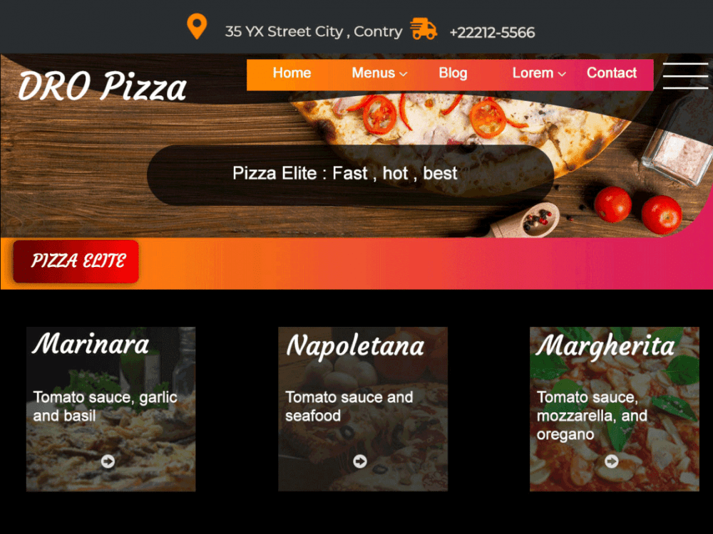 Free Dro Pizza Wordpress Theme