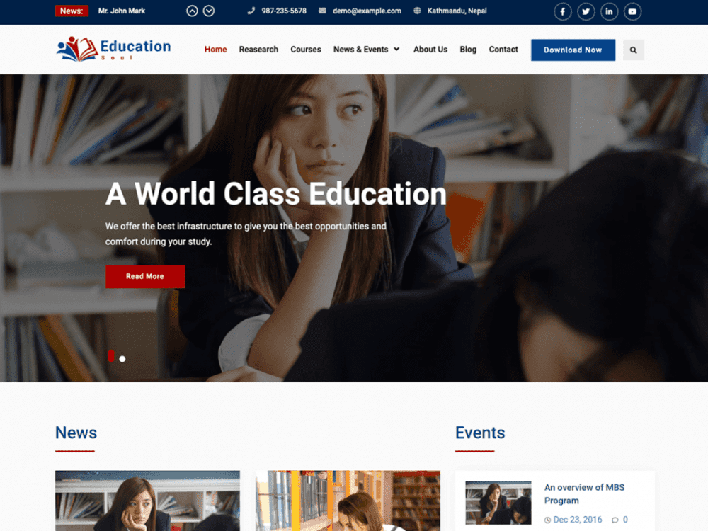 Free Education Soul Wordpress Theme