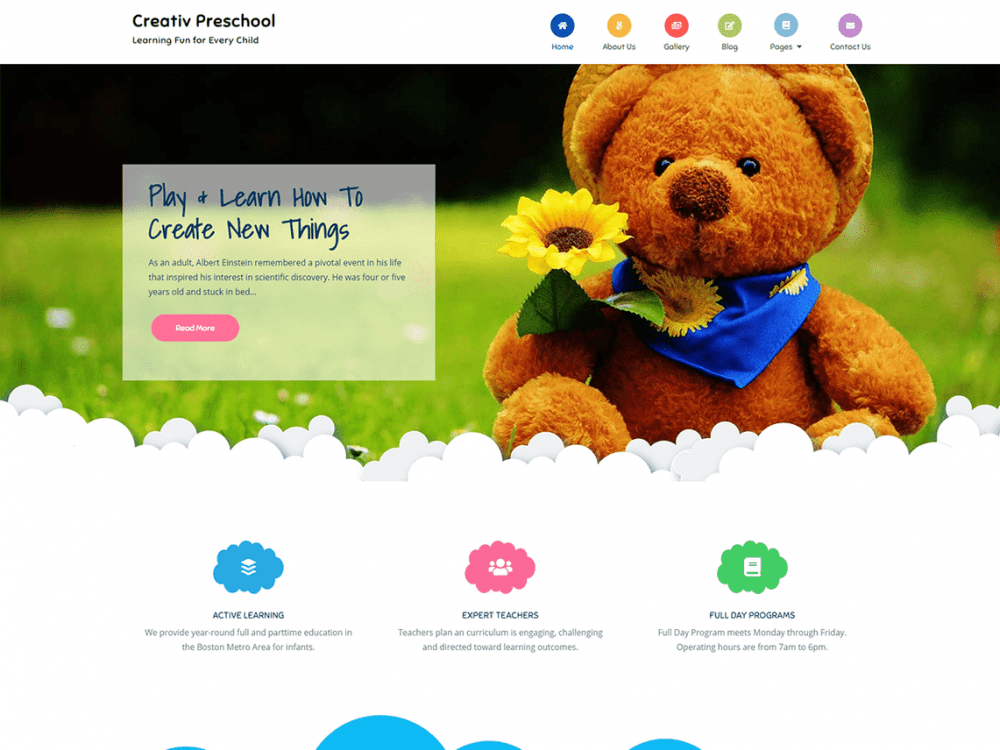 Free Creativ Preschool Wordpress Theme