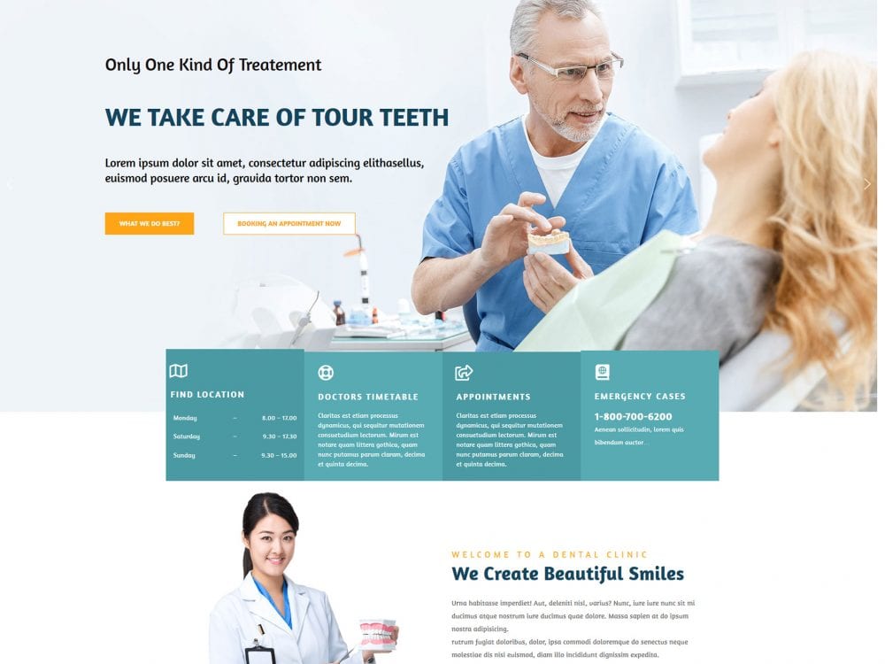Free Lt Dentist Onepage Wordpress Theme