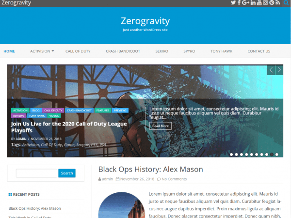 Zerogravity Wordpress Theme